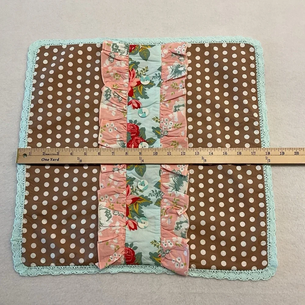 Matilda Jane Lazy Days Pillow Sham Brown Polka Dots Pink Floral Ruffles Lace